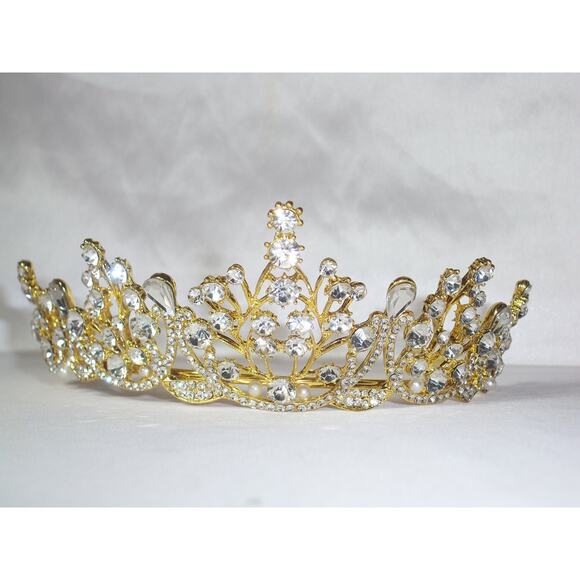 gold tiara crown, bridal wedding party prom birthday princess gold bridal tiara main image 4